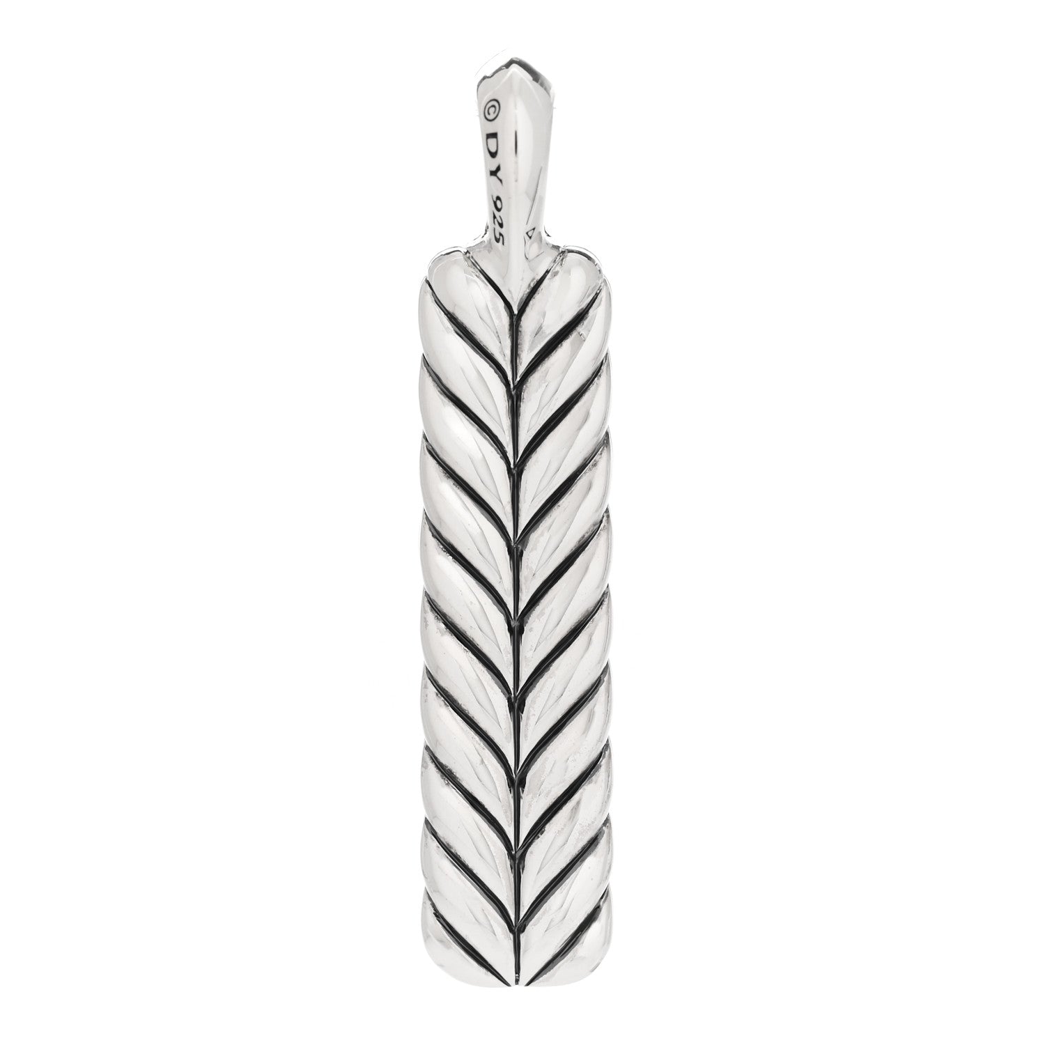 David Yurman Sterling Silver Black Diamond Chevron Ingot Tag Pendant 4 of 4