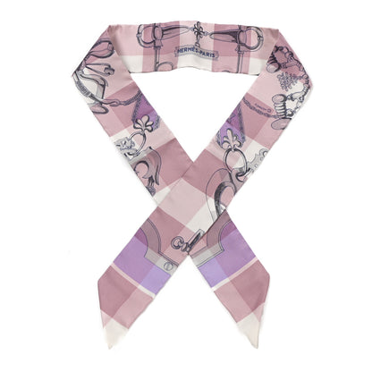 Hermes Silk Mors Et Gourmettes Vichy Twilly Parme Mauve White 1 of 4