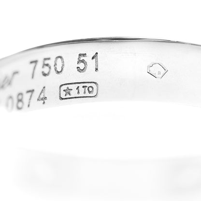 Cartier 18K White Gold 3.5mm LOVE Wedding Band Ring 51 5.75 5 of 6