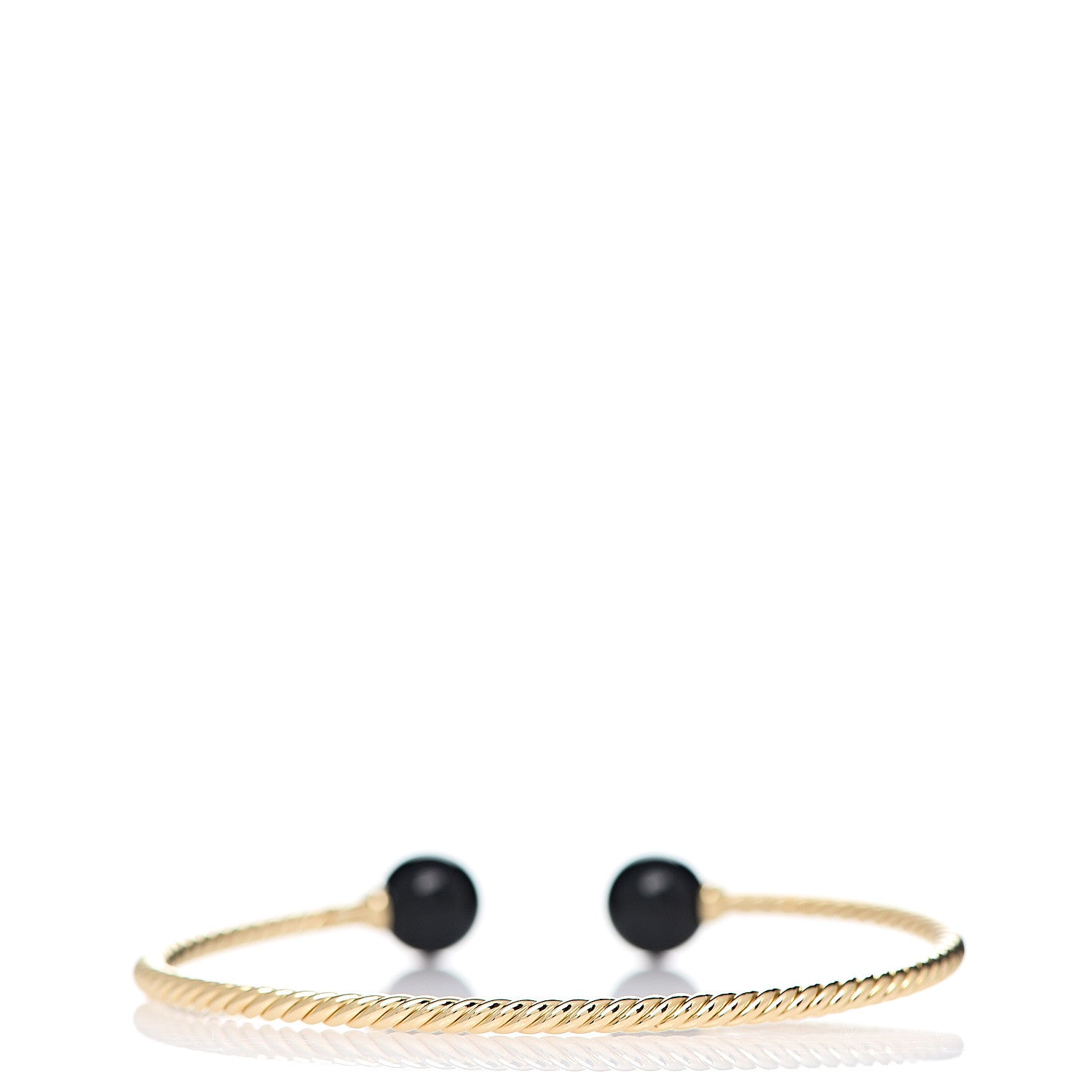 David Yurman 18K Yellow Gold Black Onyx 8.5mm Solari Bracelet 2 of 3