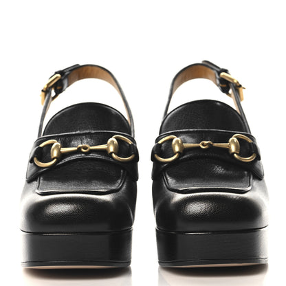 Gucci Quentin Granada Kid Horsebit Slingbacks Pumps 37 Black 3 of 9