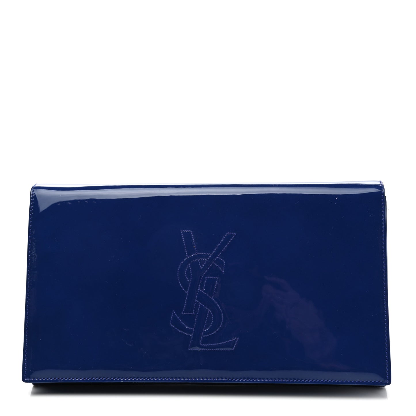 Patent Calfskin Monogram Large Belle De Jour Clutch Royal Blue