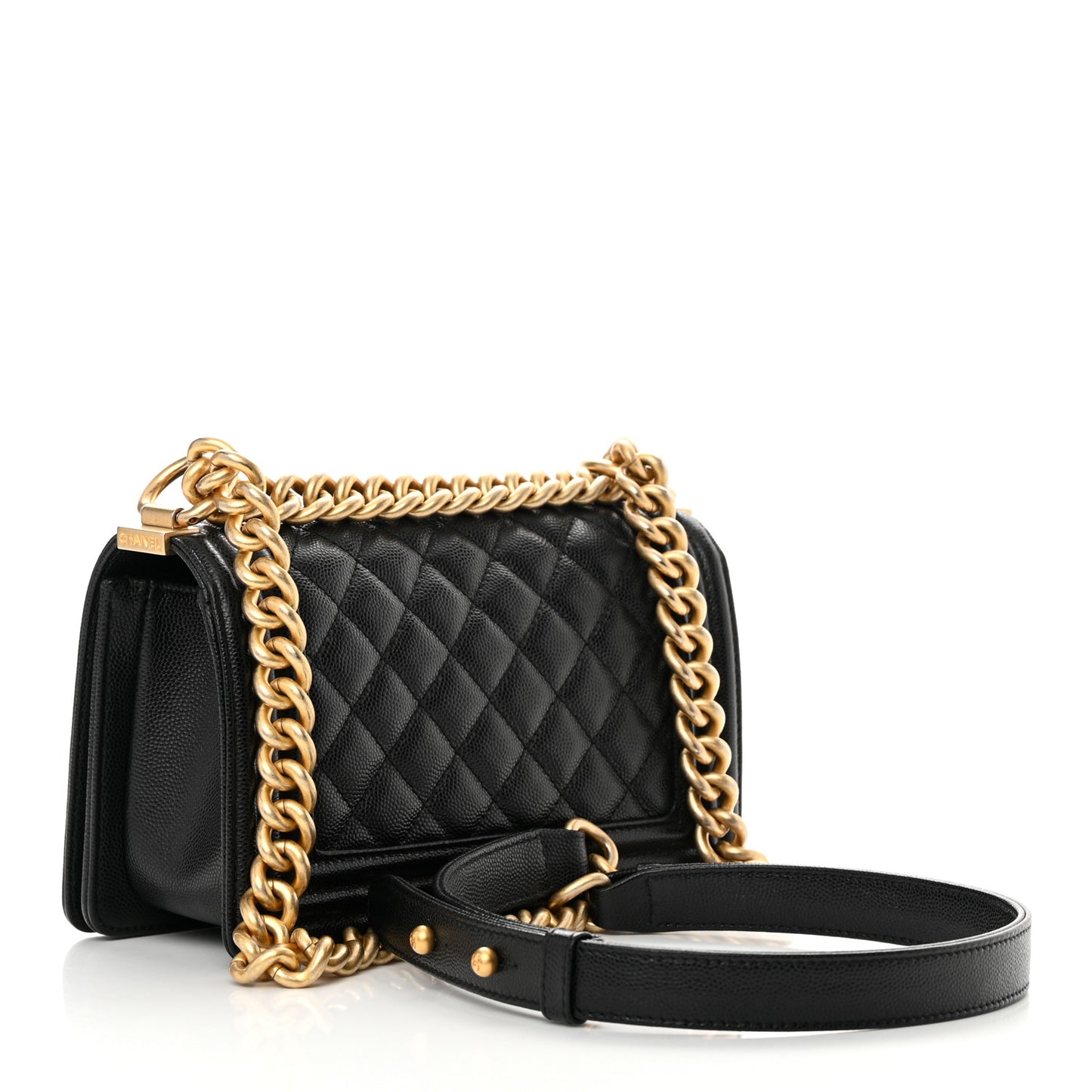 Caviar Quilted Small Boy Flap Black