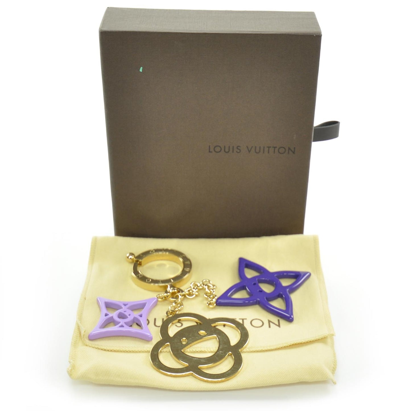 Brass Enamel Cosmic Blossom Bag Charm Violet