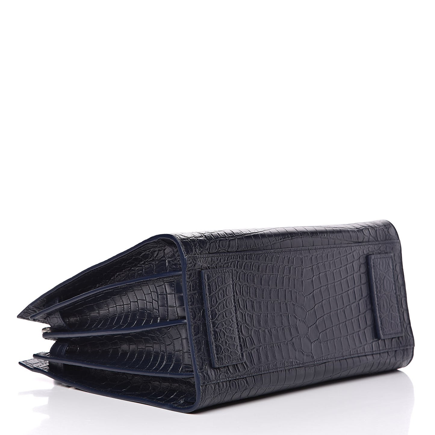 Calfskin Crocodile Embossed Small Supple Sac de Jour Navy