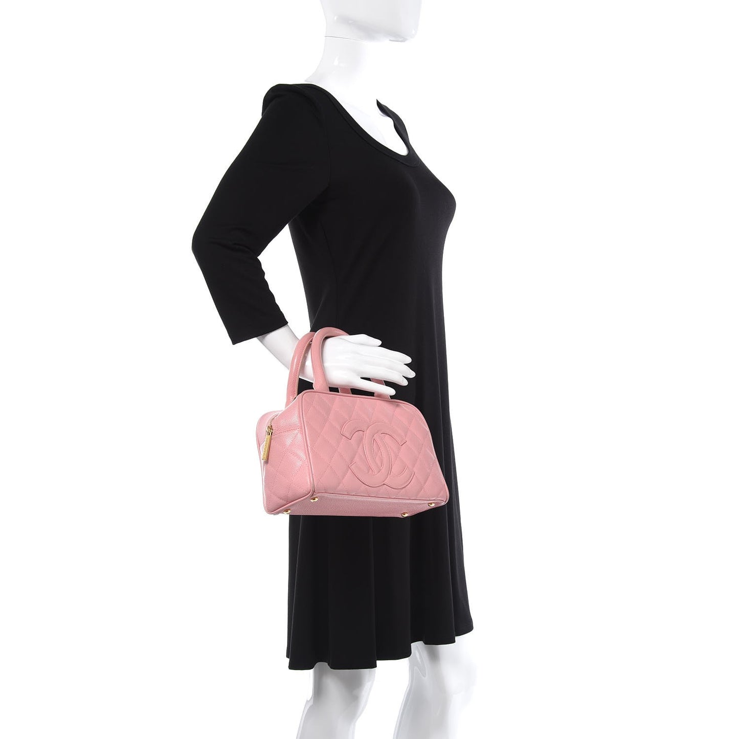 Caviar Quilted Small Bowler Pink