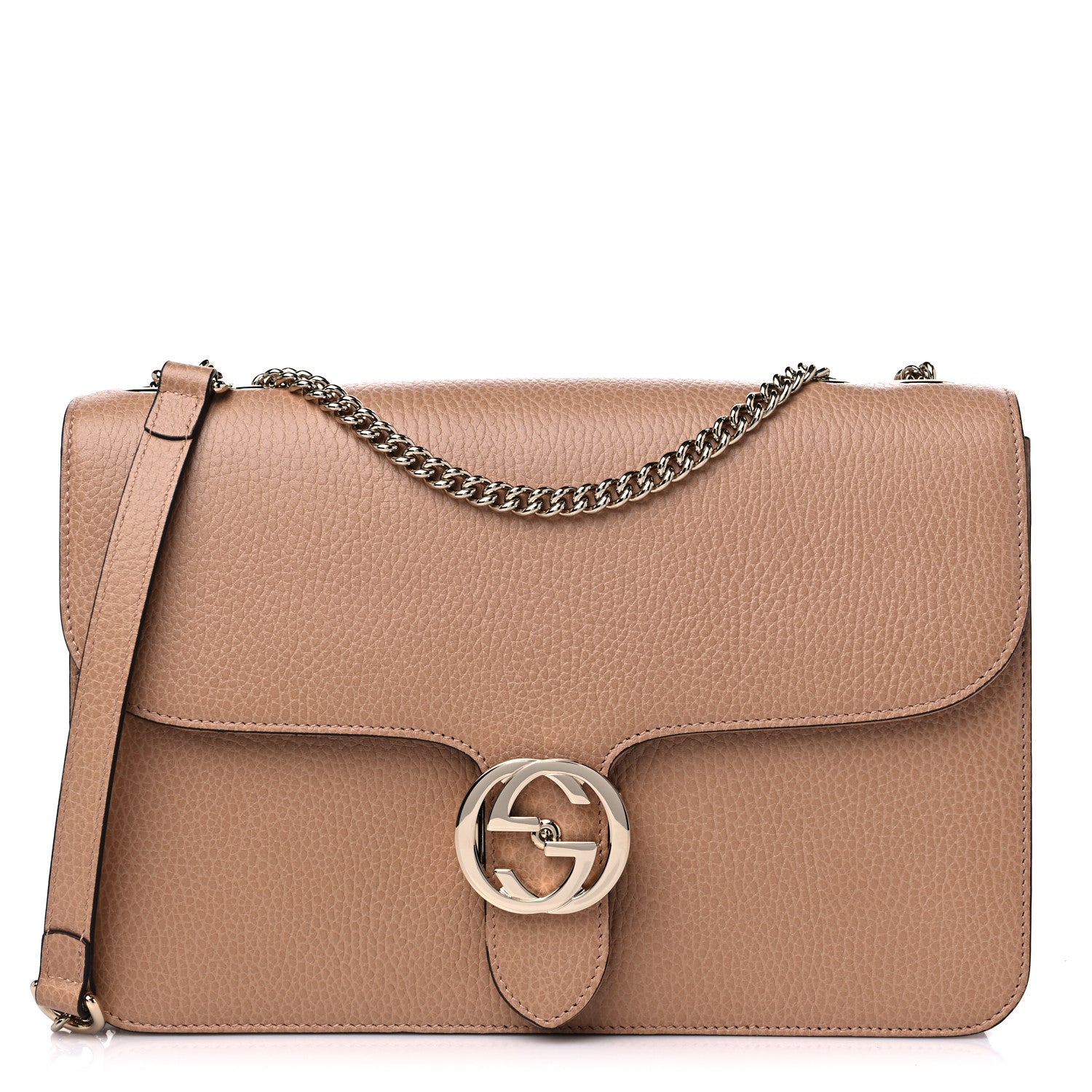 Gucci Dollar Calfskin Interlocking G Shoulder Bag Camelia 1 of 9