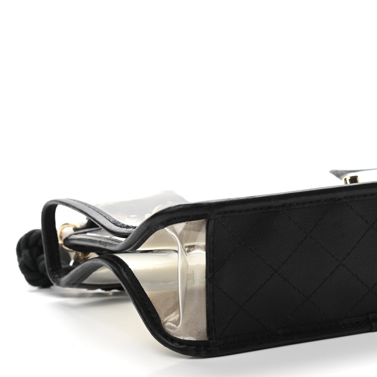 Lambskin PVC Sand By The Sea Flap With Pearl Strap Black