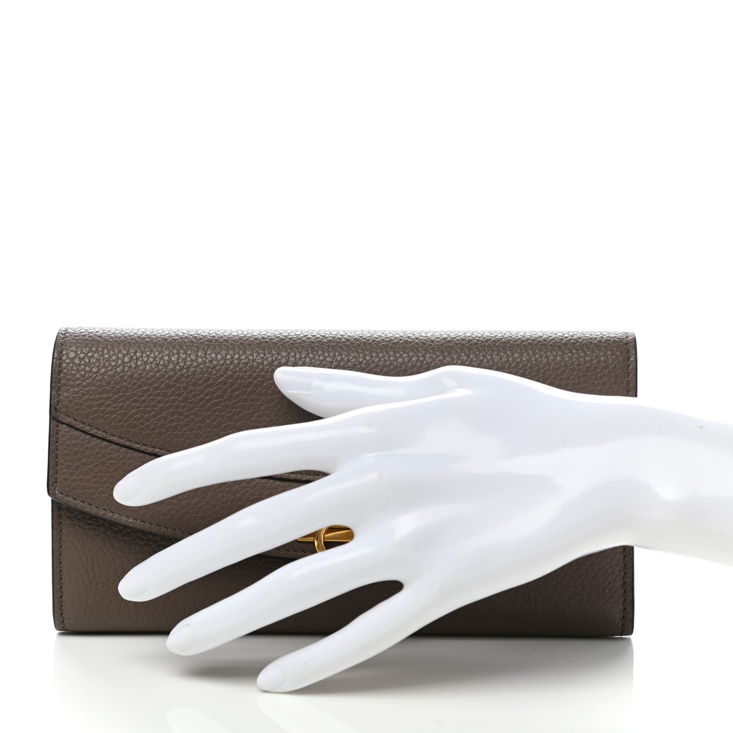 Grained Calfskin Gancini Wallet Caraway Seed
