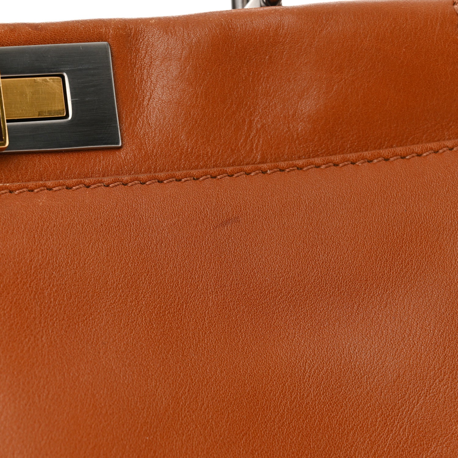 Fendi Vitello Suede Medium Peekaboo Iconic Satchel Cuoio Rame Moro 14 of 17