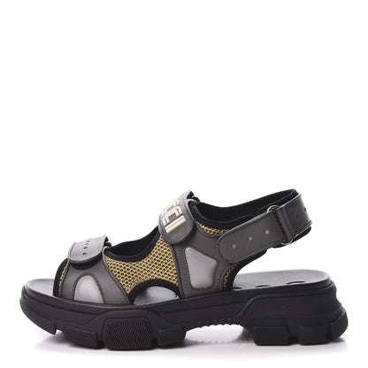 Gucci X SEGA Nappa Mesh Mens Aguru Sandals 8 Loess Black 1 of 8