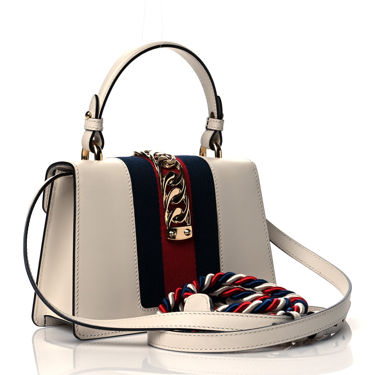 Calfskin Mini Sylvie Top Handle Bag White
