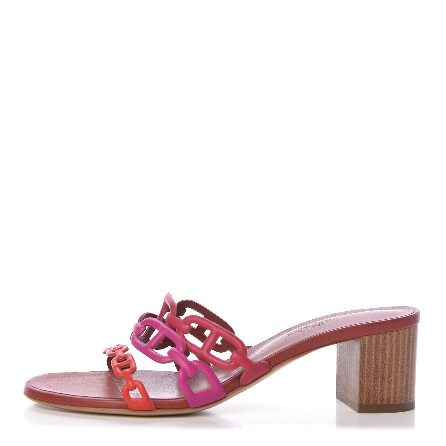 Hermes Nappa Tandem Sandals 37.5 Rouge Azalee 1 of 9