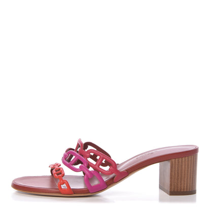 Hermes Nappa Tandem Sandals 37.5 Rouge Azalee 1 of 9
