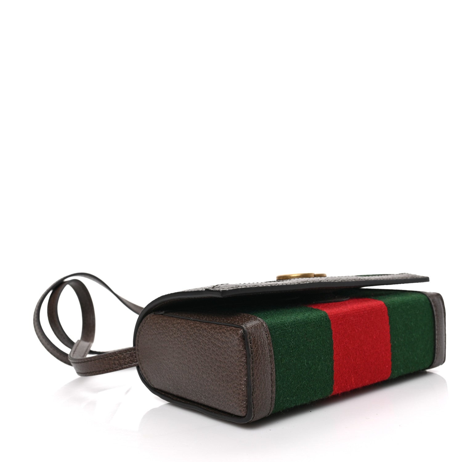 Gucci Web Textured Dollar Calfskin Mini Double G Shoulder Bag Green Red New Acero 4 of 9
