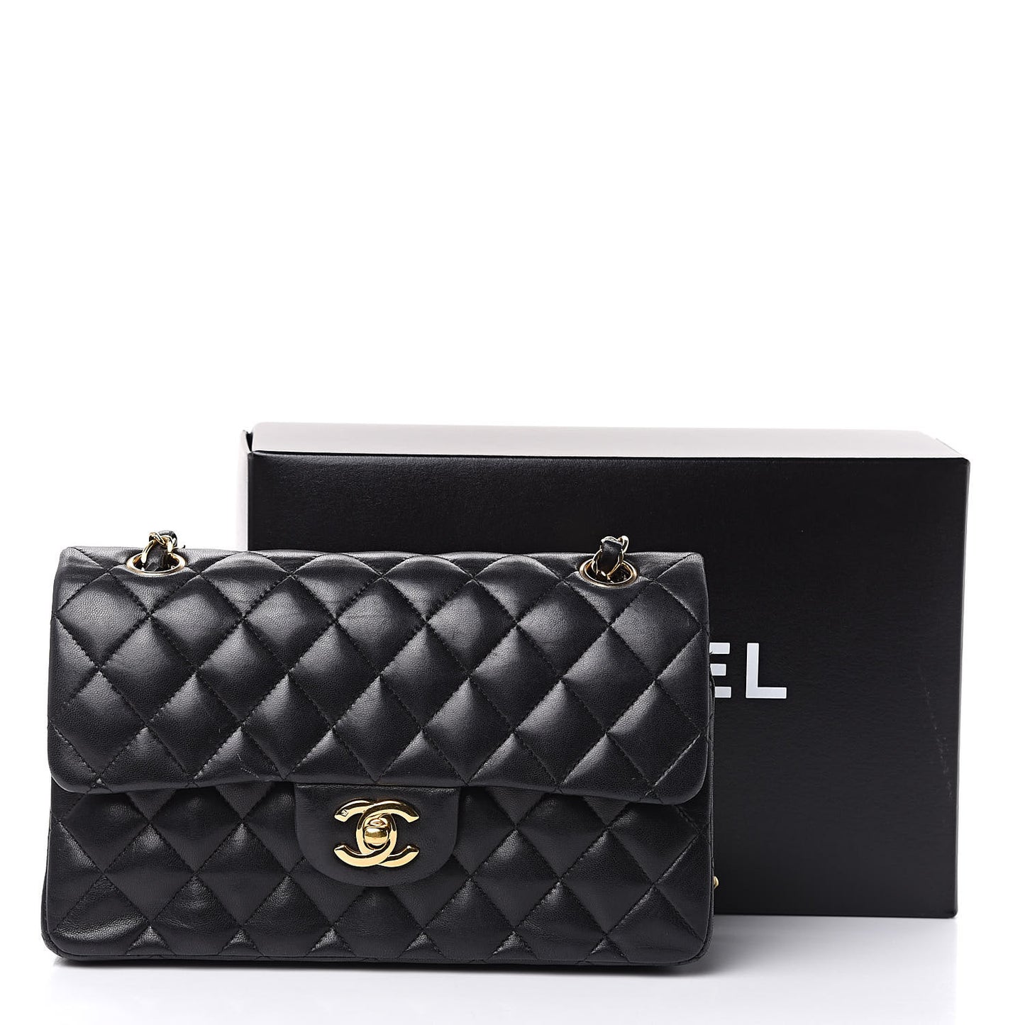Lambskin Quilted Small Double Flap Black