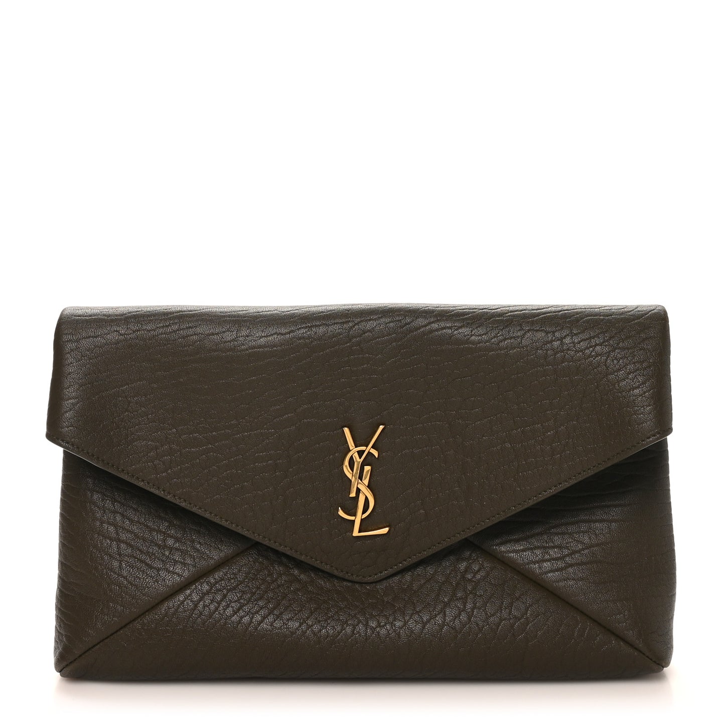Grained Lambskin Large Cassandre Envelope Pouch Light Musk