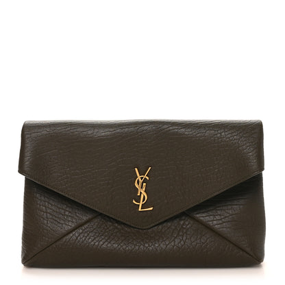 Saint Laurent Grained Lambskin Large Cassandre Envelope Pouch Light Musk 1 of 16