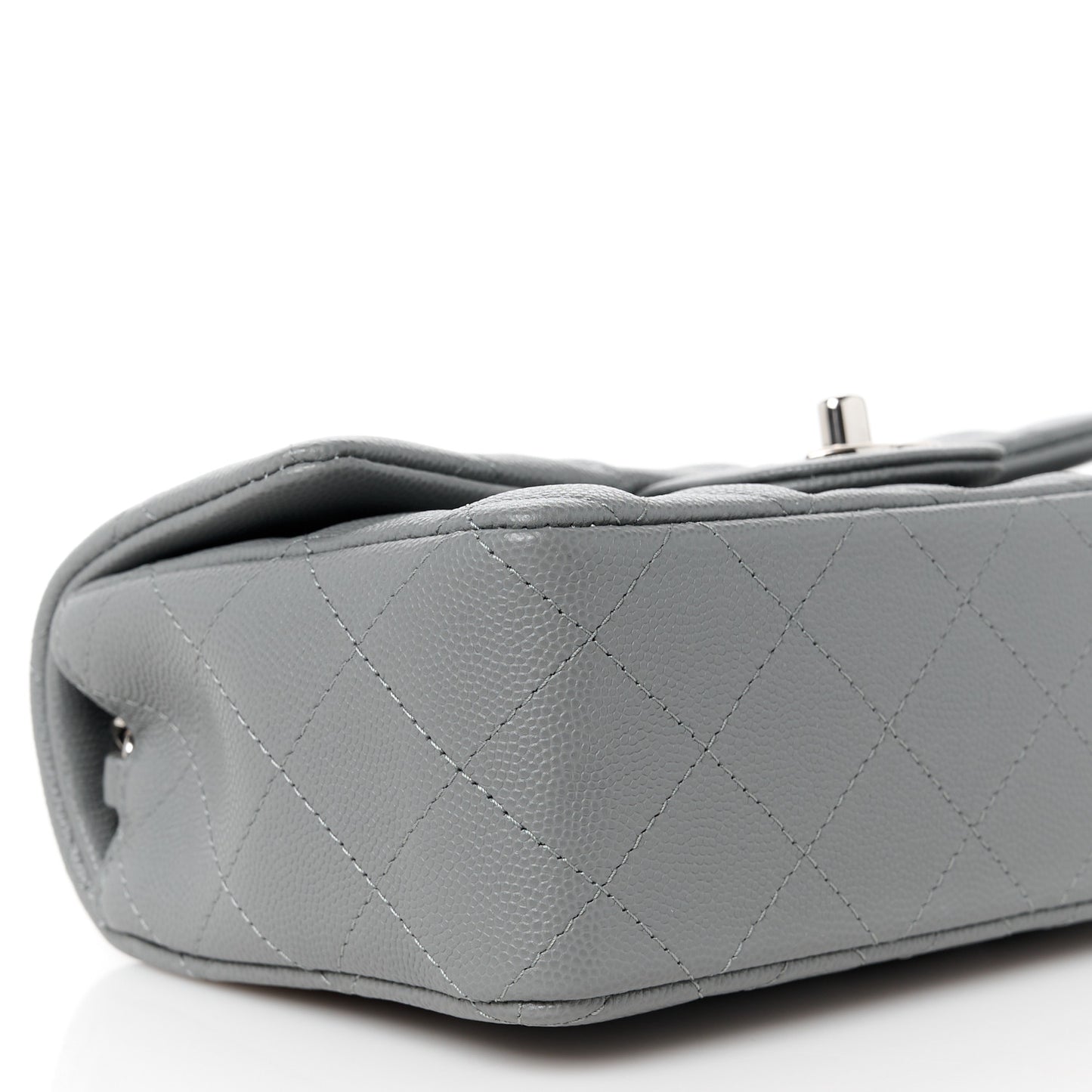 Caviar Quilted Mini Rectangular Flap Grey