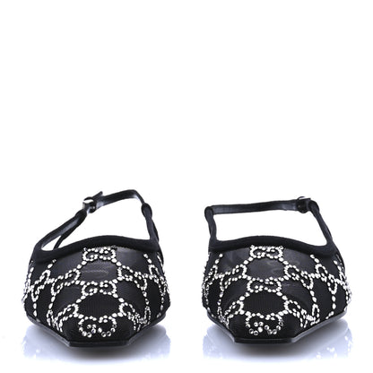 Gucci Tela Retino Kid Scamosciato Crystal GG Monogram Square Demi Ballet Flats 36 Black 3 of 8