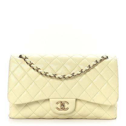 Chanel Caviar Quilted Jumbo Double Flap Light Yellow 1 of 15