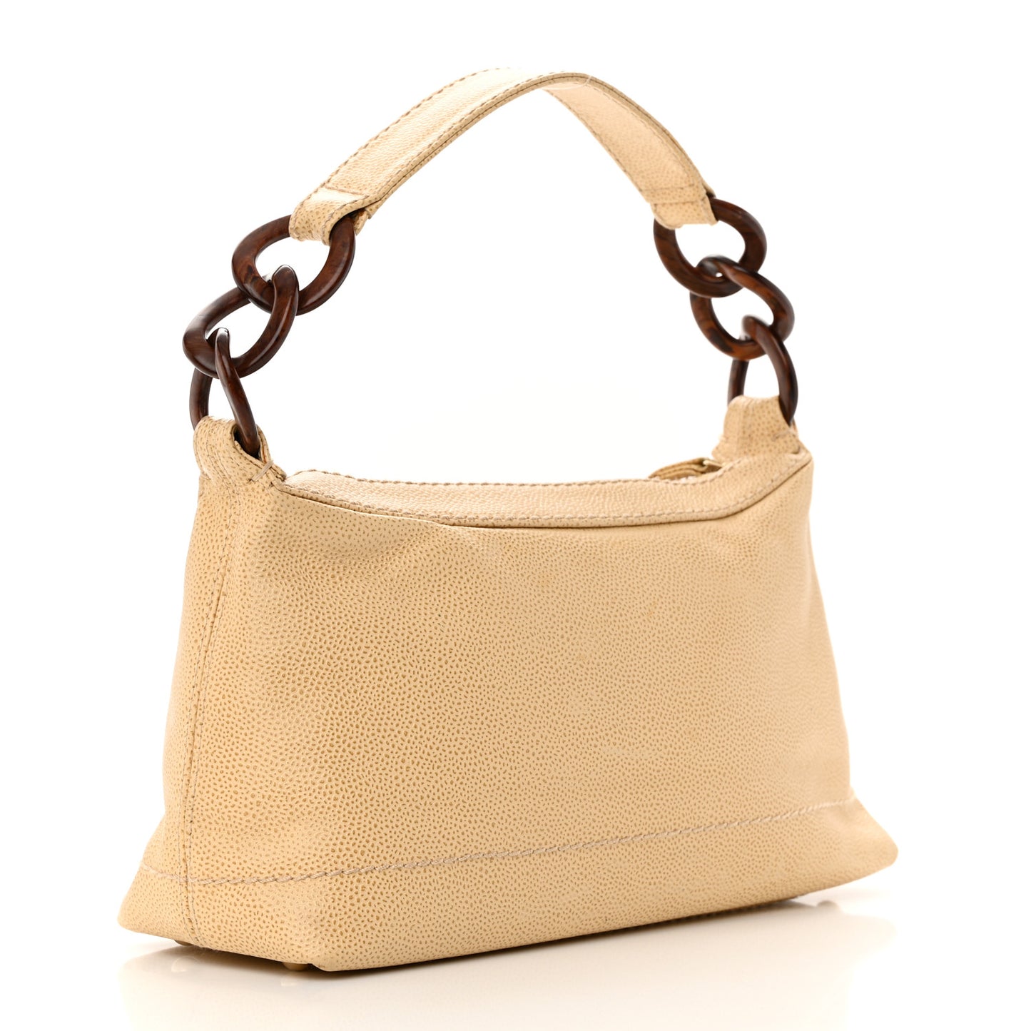 Caviar CC Wood Chain Hobo Beige