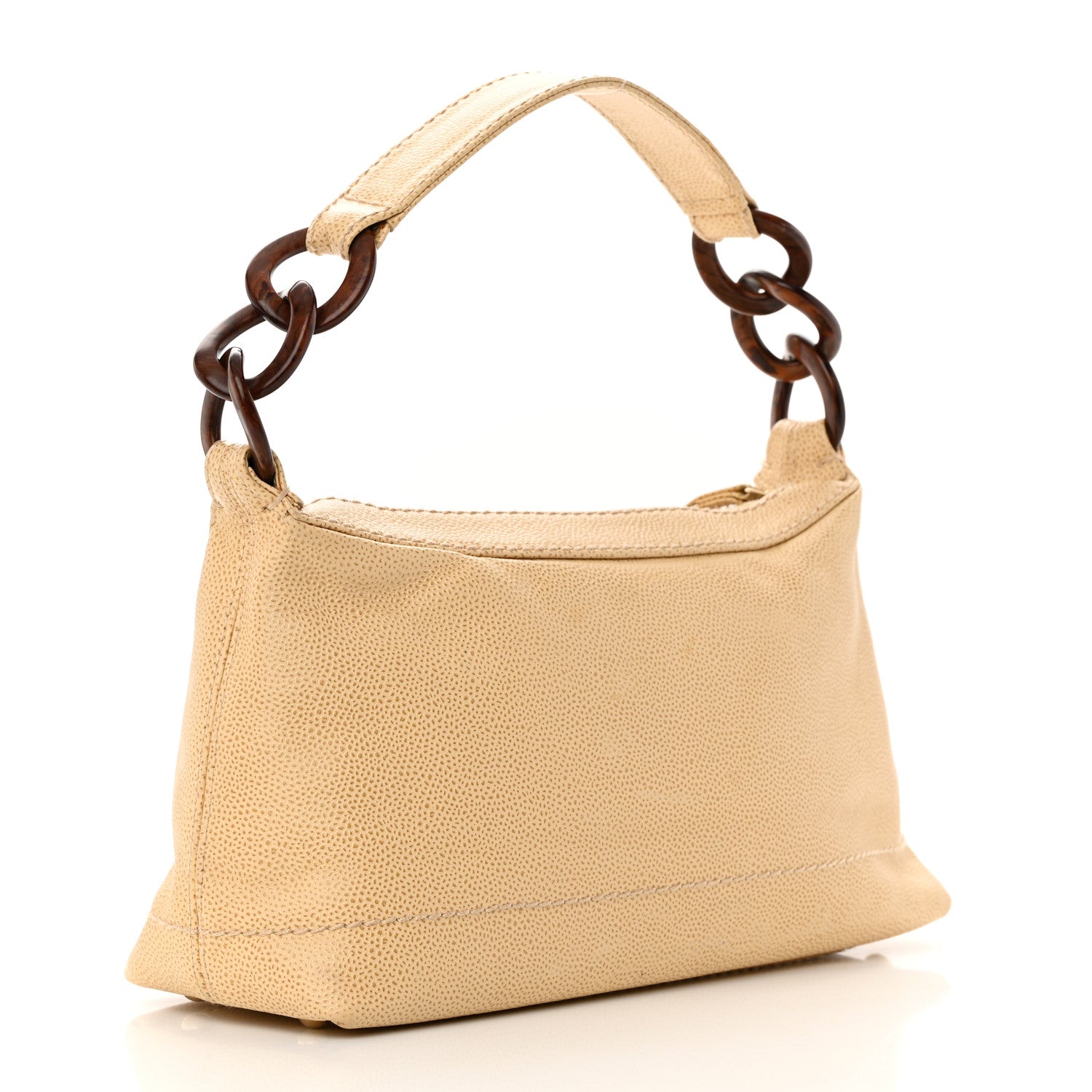 Chanel Caviar CC Wood Chain Hobo Beige 3 of 16