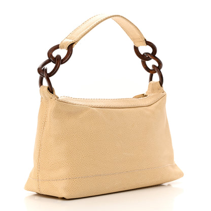 Chanel Caviar CC Wood Chain Hobo Beige 3 of 16