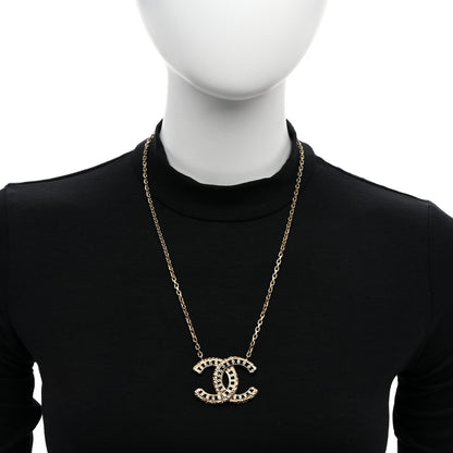 Chanel Crystal Textured CC Necklace Light Gold 2 of 4