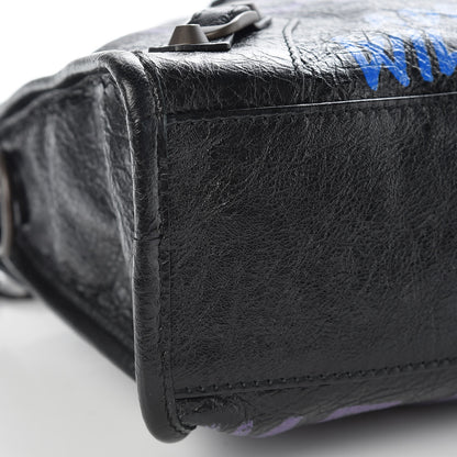 Balenciaga Agneau Arena Graffiti All Over Classic Hardware S City Black Bleu Violet 8 of 9