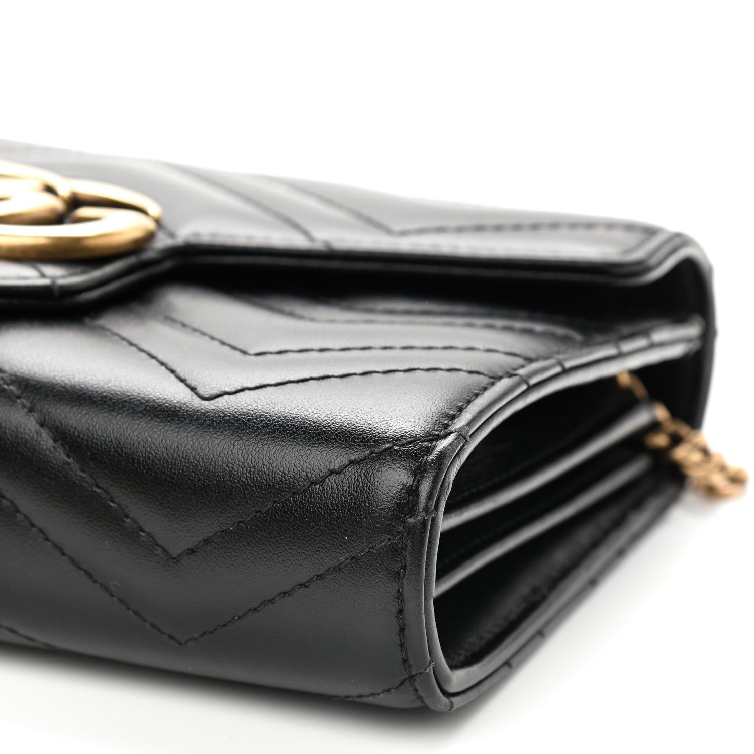 Gucci Calfskin Matelasse GG Marmont Chain Wallet Black 10 of 10