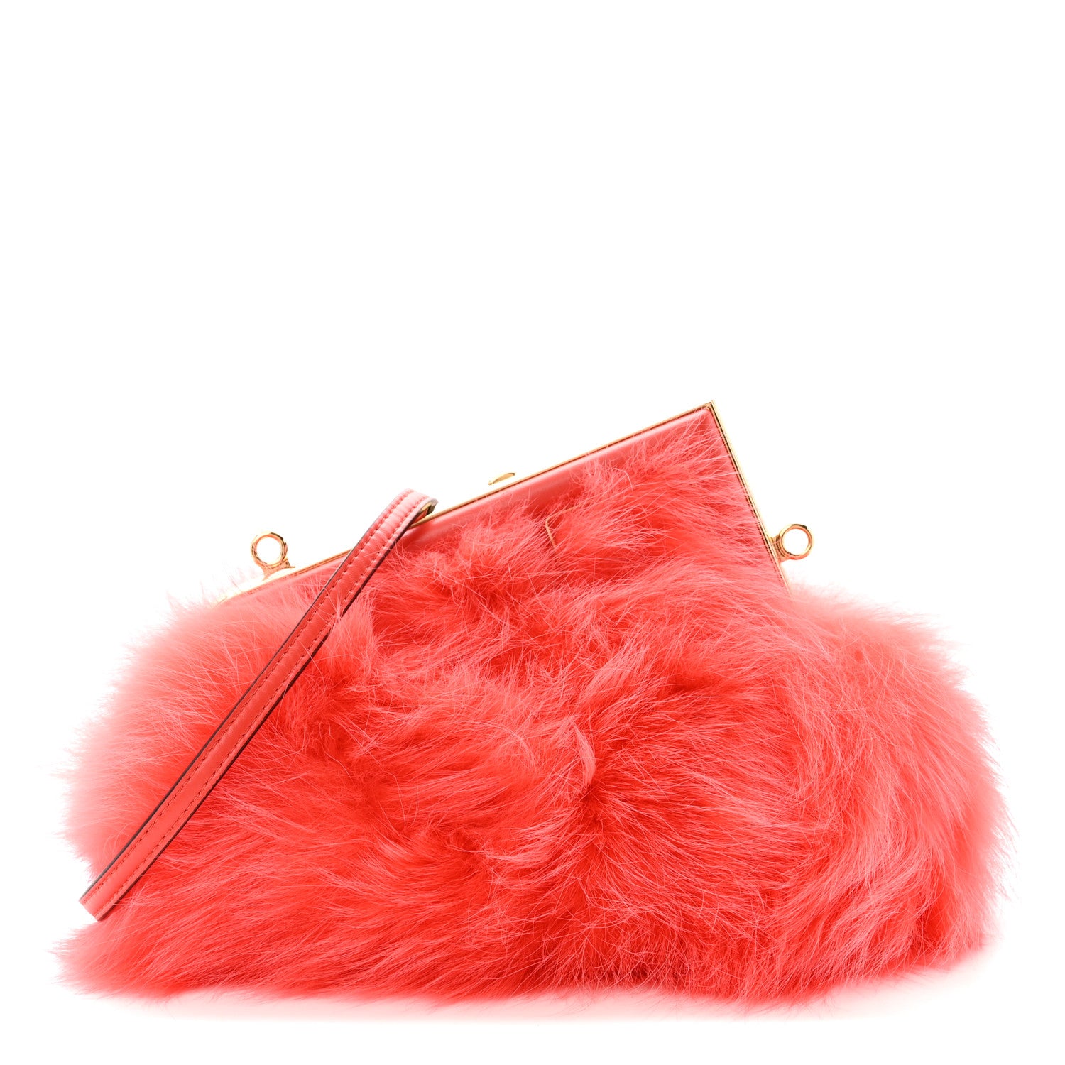 Fendi Fox Fur Shiny Nappa Small Fendi First Papavero 1 of 11