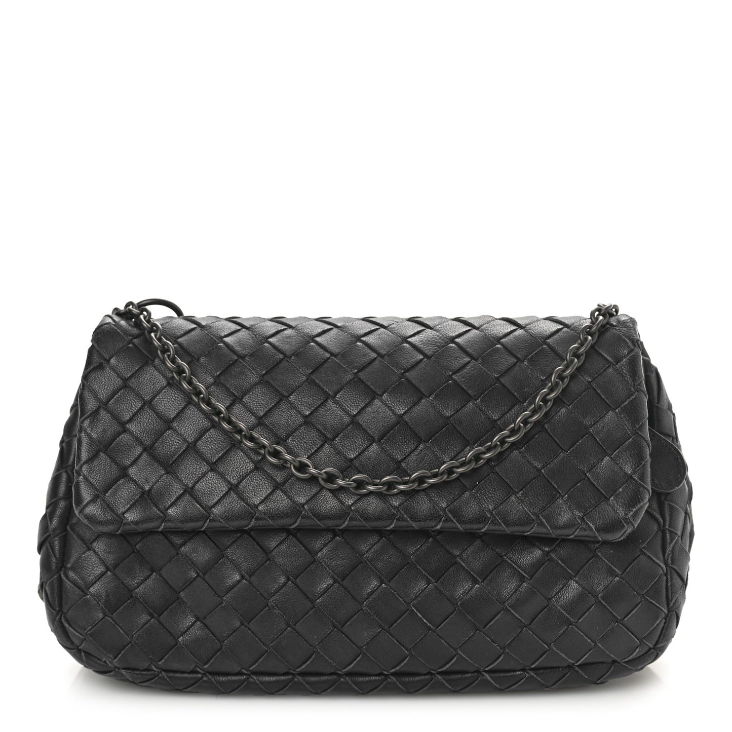 Nappa Intrecciato Mini Chain Messenger Black