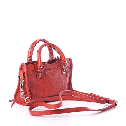 Balenciaga Agneau Classic Silver Hardware Nano City Rouge Groseille 2 of 7