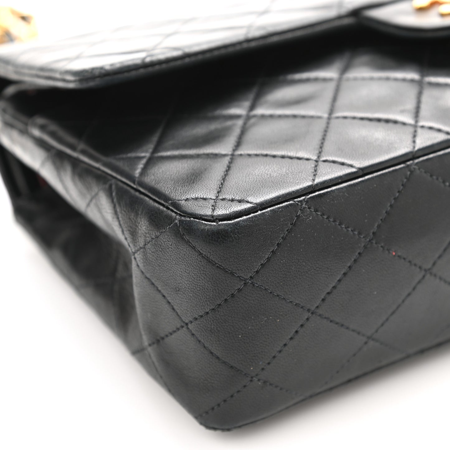 Lambskin Quilted Medium Double Flap Black