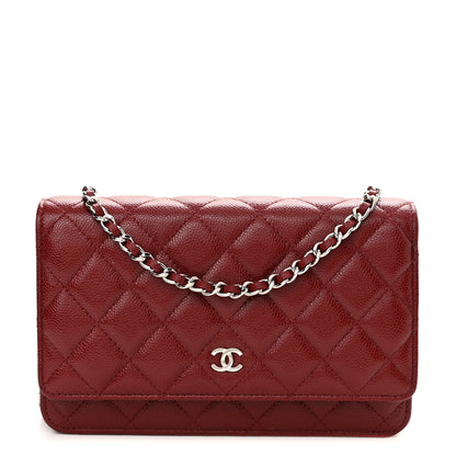 Chanel Caviar Quilted Wallet on Chain WOC Burgundy 1 of 13
