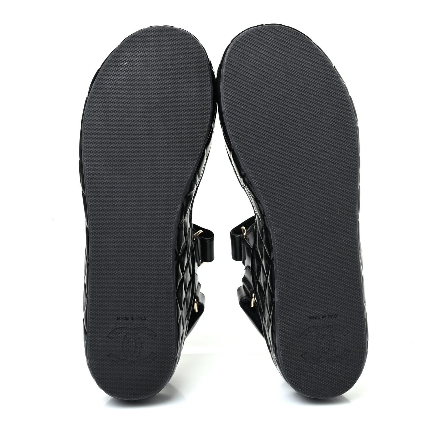 Shiny Calfskin Logo Platform Sandals 39 Black
