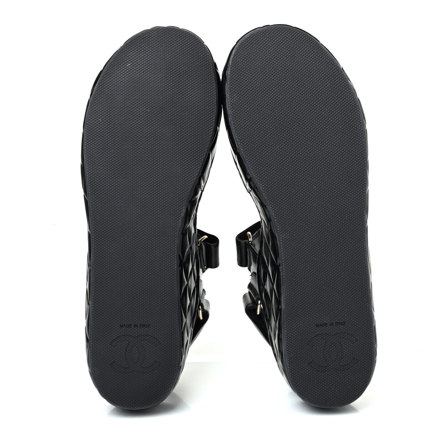 Chanel Shiny Calfskin Logo Platform Sandals 39 Black 4 of 4
