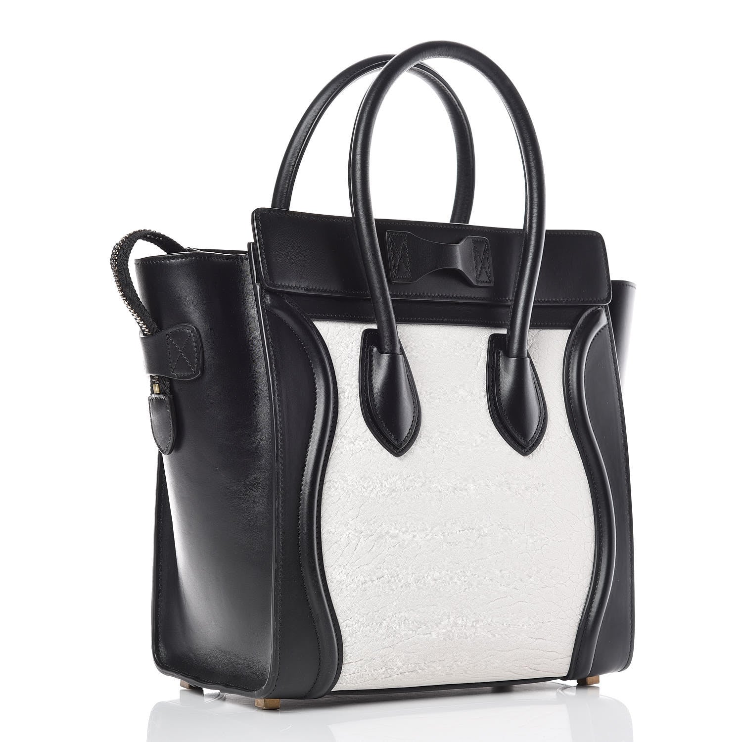 Celine Shrunken Lambskin Micro Bi-Color Luggage Black White 3 of 9
