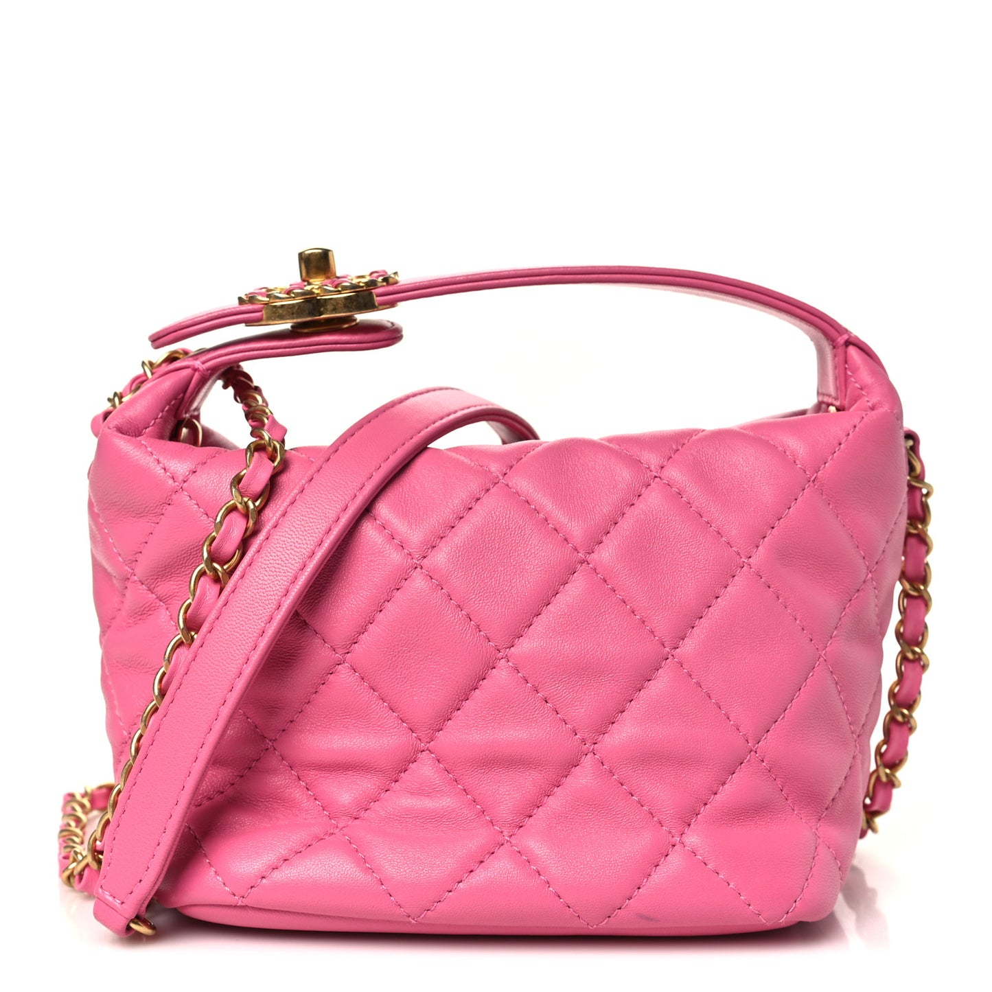 Lambskin Quilted Small Perfect Meeting Hobo Pink