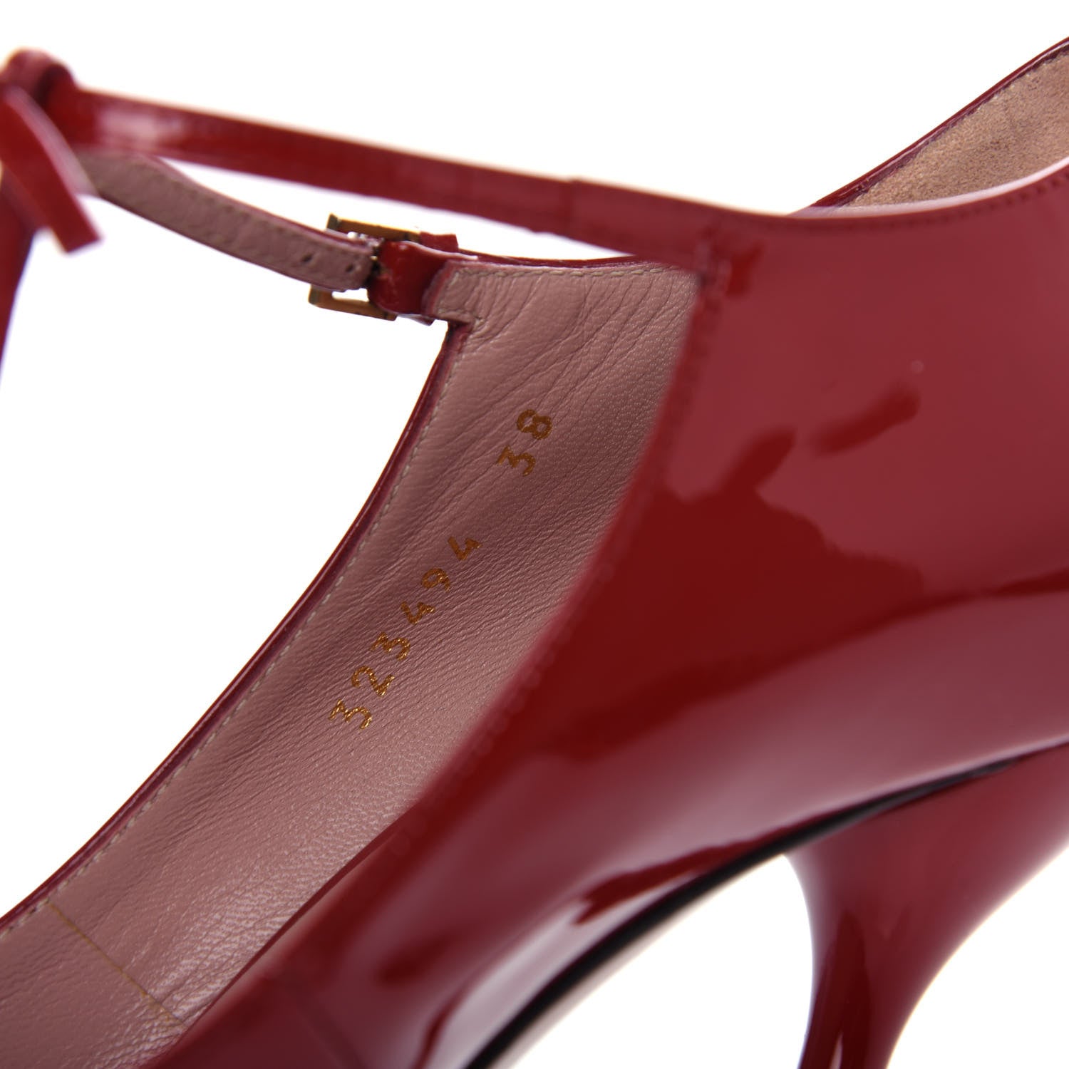 Gucci Patent Beverly T-Strap High Heel Pumps 38 Red 10 of 10