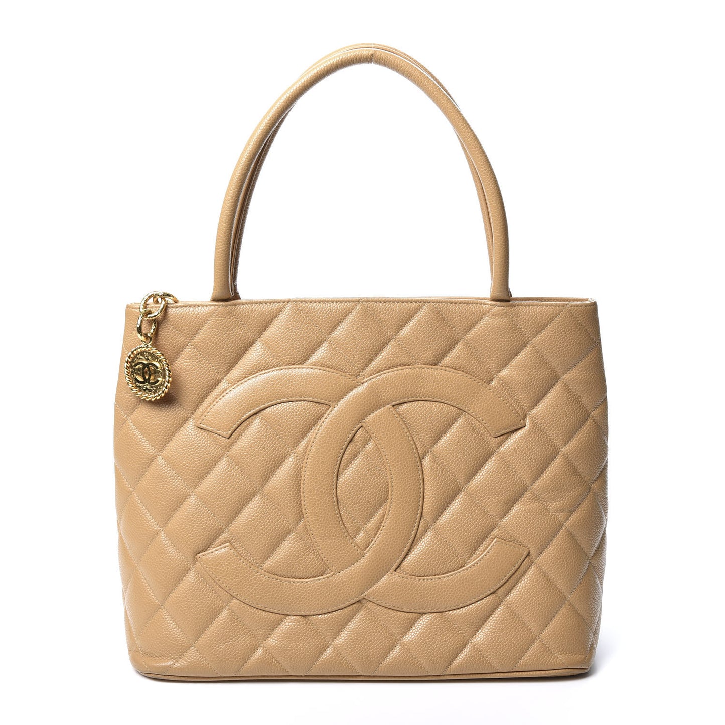 Caviar Quilted Medallion Tote Beige
