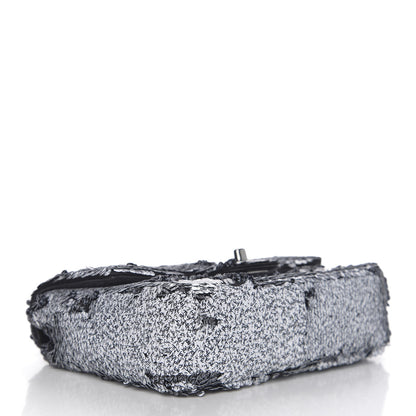 Chanel Sequin CC Logo Small Single Flap White Black 3 of 9