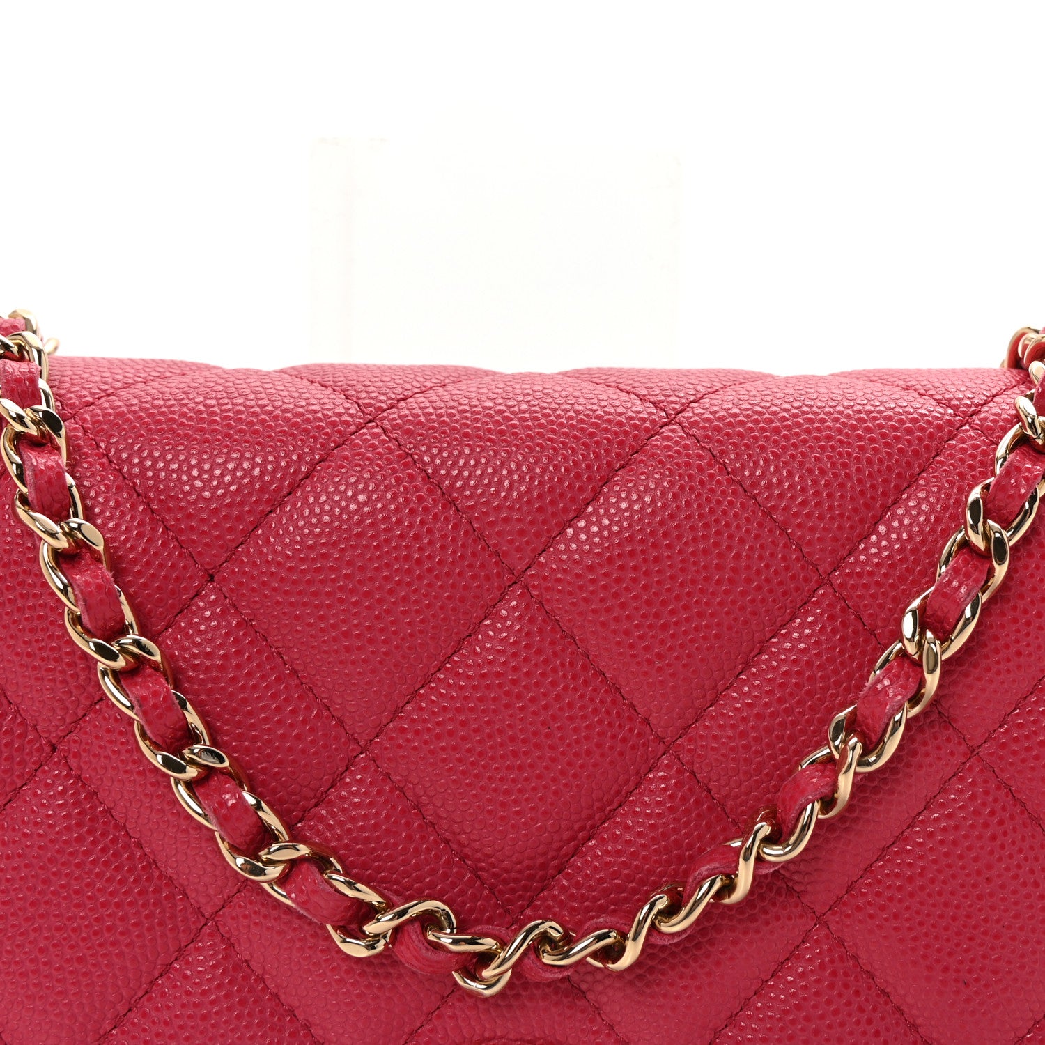Chanel Caviar Quilted Wallet on Chain WOC Dark Pink 9 of 12