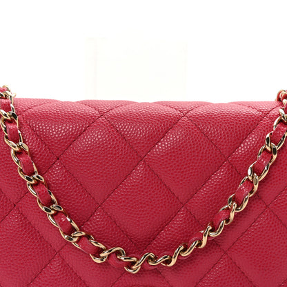 Chanel Caviar Quilted Wallet on Chain WOC Dark Pink 9 of 12