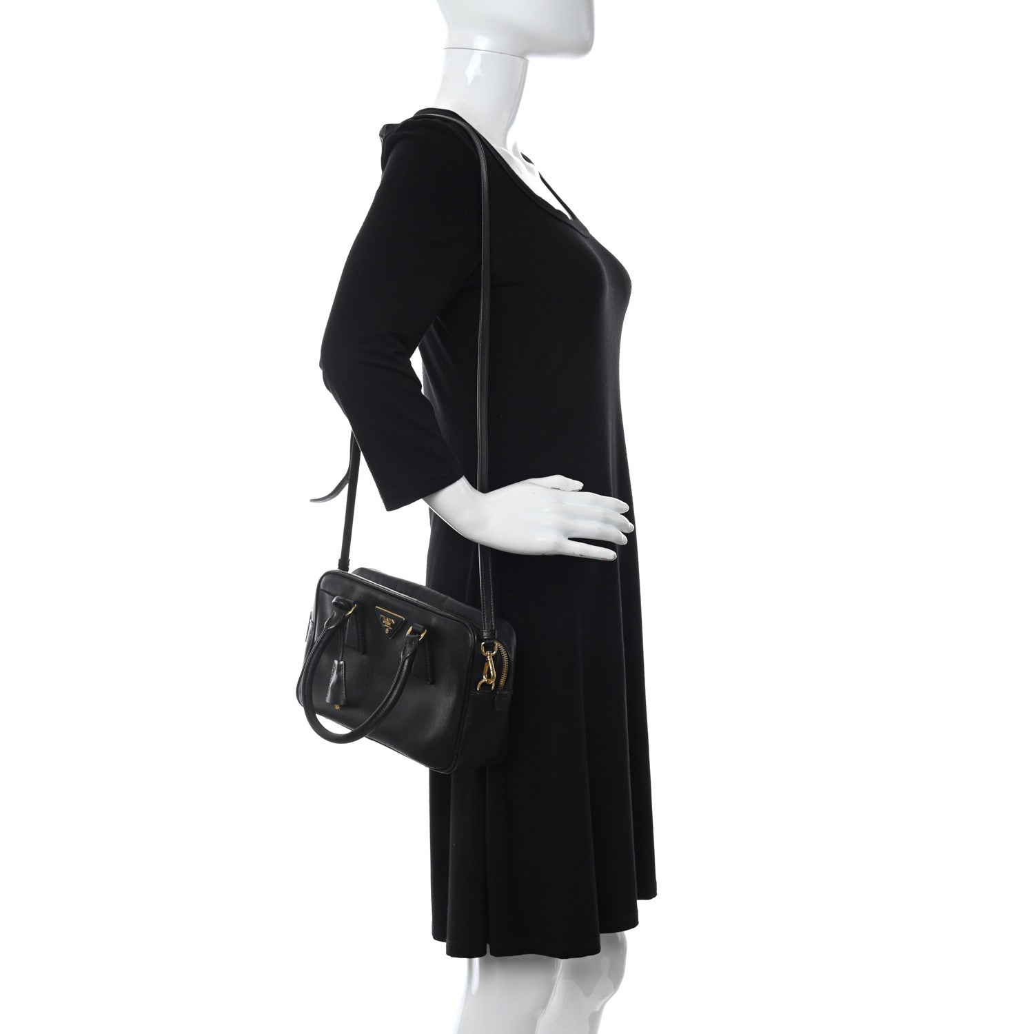 Prada Saffiano Lux Petite Bowler Black 2 of 10