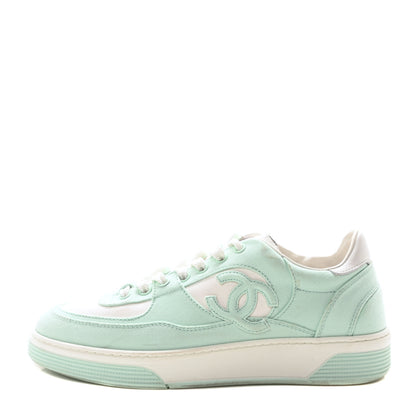 Chanel Cotton Sneakers 39 Light Turquoise White 1 of 9