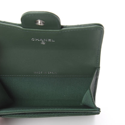 Chanel Lambskin Quilted Flap Card Holder Wallet Green 4 of 7