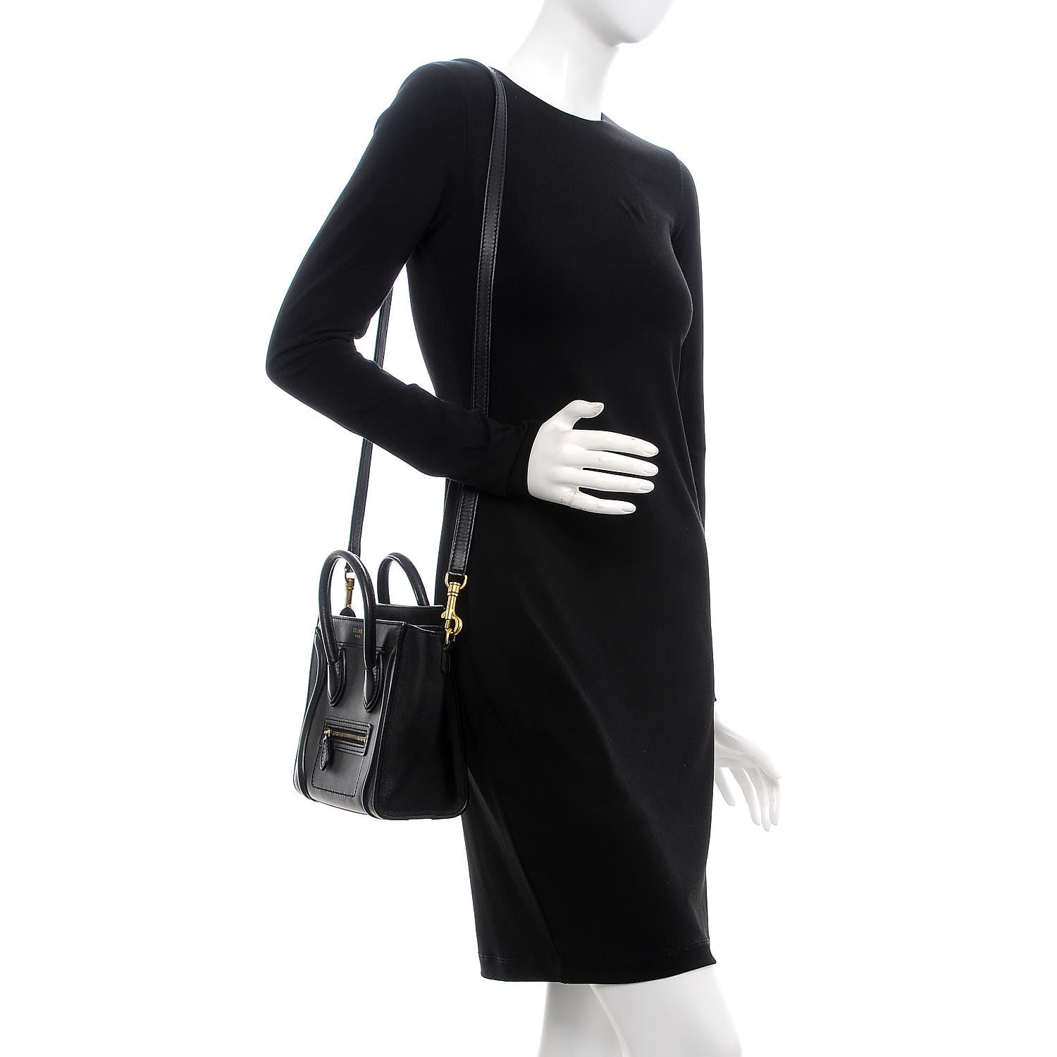 Celine Smooth Calfskin Nano Luggage Black 2 of 9