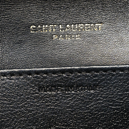 Saint Laurent Calfskin Crocodile Embossed Monogram Uptown Chain Wallet Black 7 of 11